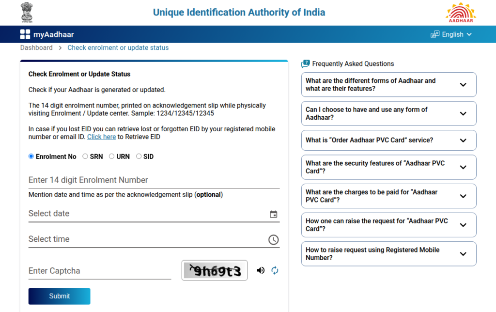Log in using your 12-digit Aadhaar number and captcha code
